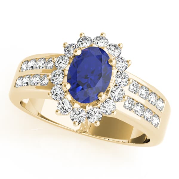 Oval Gemstone Ring (2/3 ct. tw.), Front view in yellow gold
