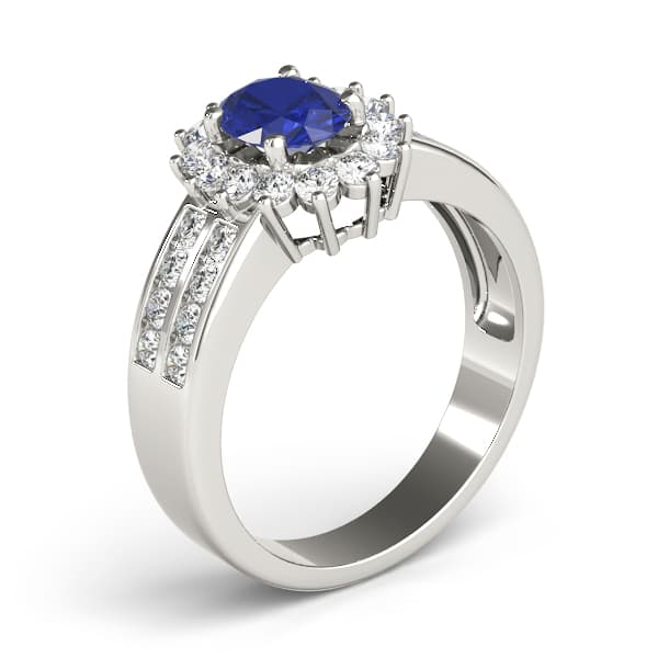 Oval Gemstone Ring (2/3 ct. tw.), Angle view in white gold or platinum
