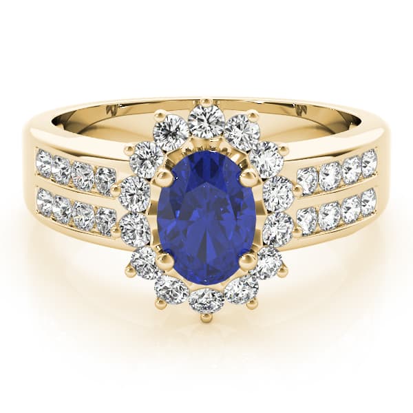 Oval Gemstone Ring (2/3 ct. tw.), On hand view in yellow gold