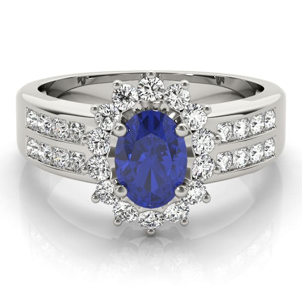 Oval Gemstone Ring (2/3 ct. tw.), On hand view in white gold or platinum