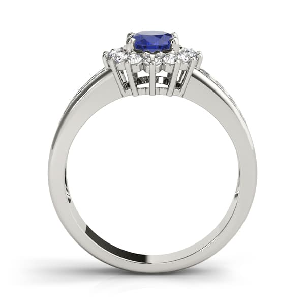 Oval Gemstone Ring (2/3 ct. tw.), Side view in white gold or platinum