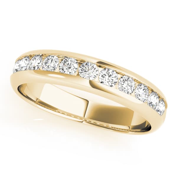 Channel Set Round Wedding Bands (1.1 ct. tw.), Front view in yellow gold