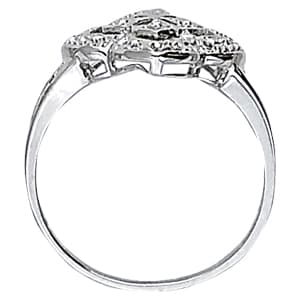 Antique Flower Shape Right Hand Fashion Ring (0.18 ct. tw.), Side view in white gold or platinum