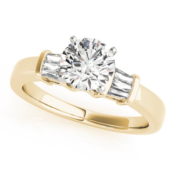 Fancy Shape Bague Engagement Ring, style 81969, Front view in yellow gold