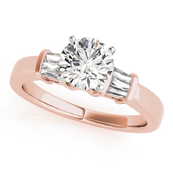 Fancy Shape Bague Engagement Ring, style 81969, Front view in rose gold