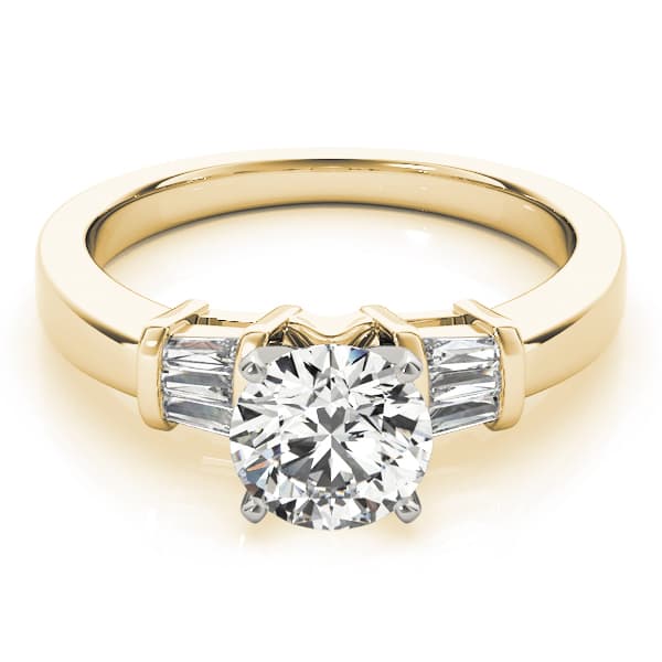 Fancy Shape Bague Engagement Ring, style 81969, On hand view in yellow gold