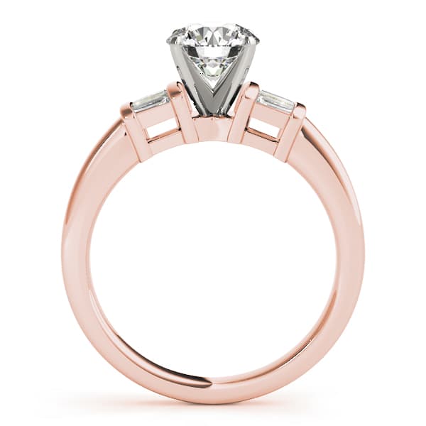 Fancy Shape Bague Engagement Ring, style 81969, Side view in rose gold
