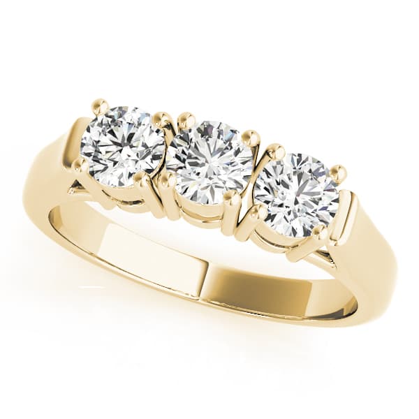 3-Stone Prong Set Wedding Bands, style 81977, Front view in yellow gold