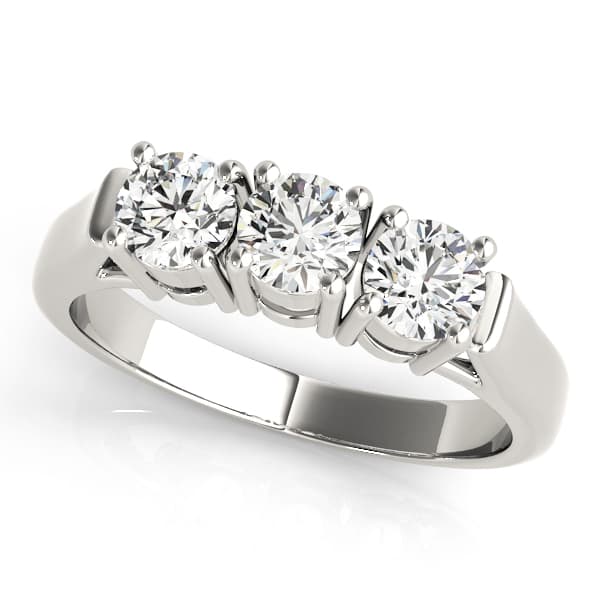 3-Stone Prong Set Wedding Bands — style 81977 in 10k White Gold