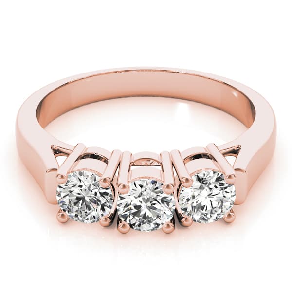 3-Stone Prong Set Wedding Bands, style 81977, On hand view in rose gold