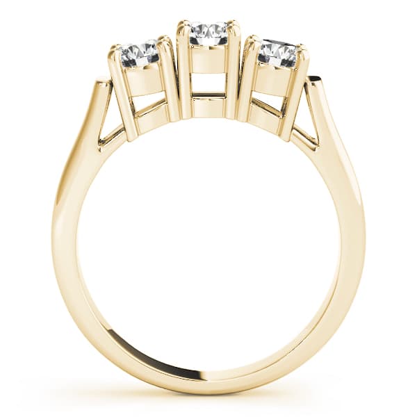 3-Stone Prong Set Wedding Bands, style 81977, Side view in yellow gold