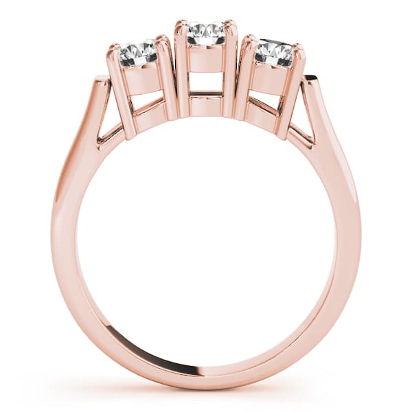 3-Stone Prong Set Wedding Bands, style 81977, Side view in rose gold