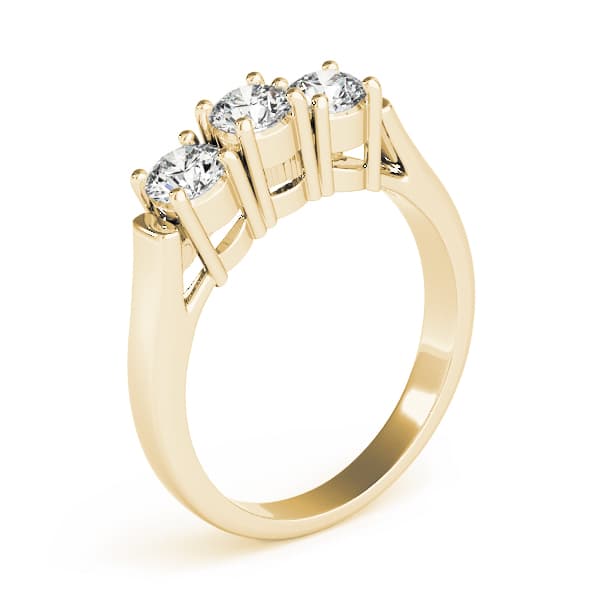 3-Stone Prong Set Wedding Bands, style 81977, Top view in yellow gold