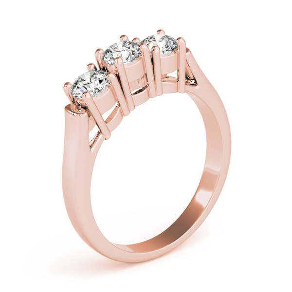 3-Stone Prong Set Wedding Bands, style 81977, Top view in rose gold