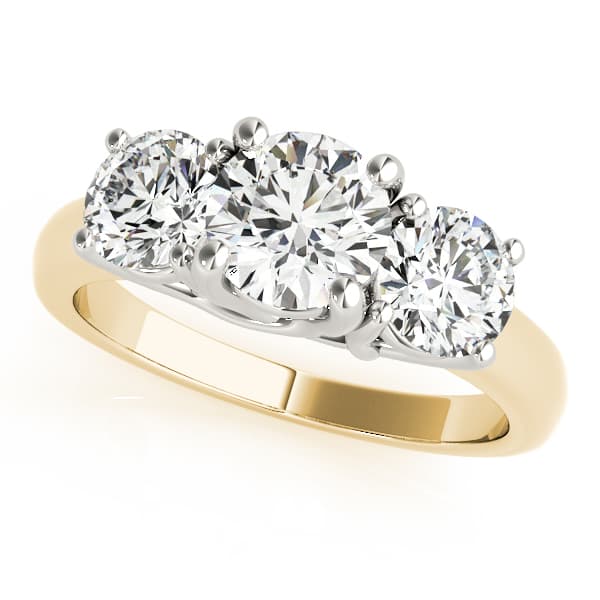 3-Stone Trellis Engagement Ring, style 81978, Front view in yellow gold
