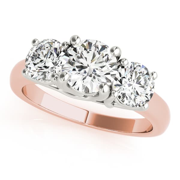 3-Stone Trellis Engagement Ring, style 81978, Front view in rose gold
