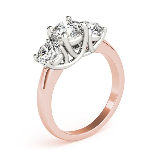 3-Stone Trellis Engagement Ring, style 81978, Angle view in rose gold