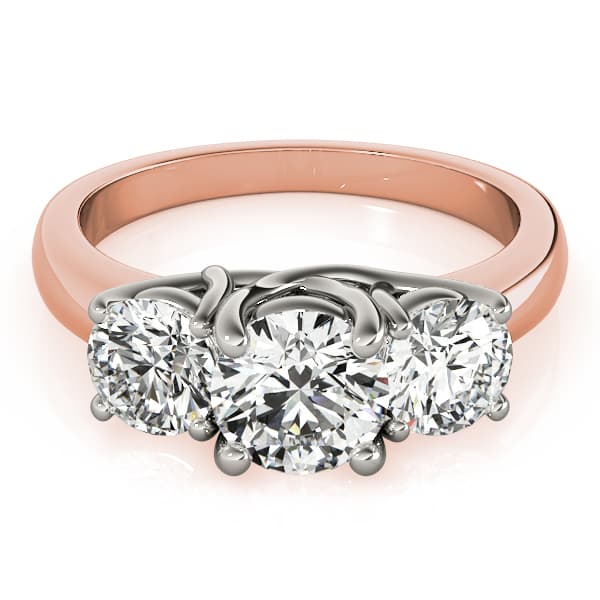 3-Stone Trellis Engagement Ring, style 81978, On hand view in rose gold