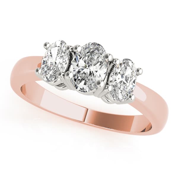 3-Stone Accented Oval Engagement Ring, style 81979, Front view in rose gold
