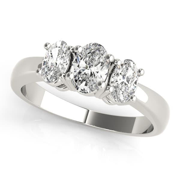 3-Stone Accented Oval Shape Engagement Rings — style 81979 in 10k White Gold
