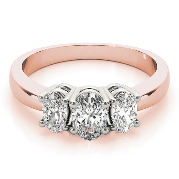 3-Stone Accented Oval Engagement Ring, style 81979, On hand view in rose gold