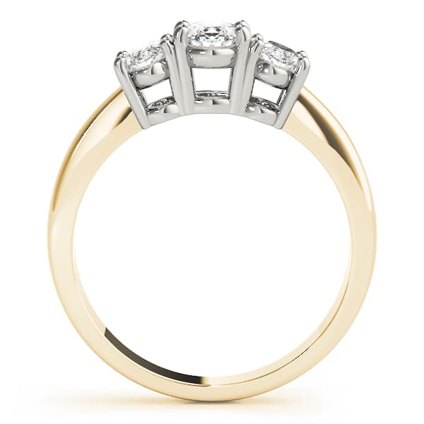 3-Stone Accented Oval Engagement Ring, style 81979, Side view in yellow gold