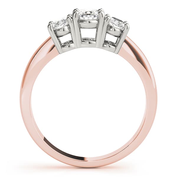 3-Stone Accented Oval Engagement Ring, style 81979, Side view in rose gold