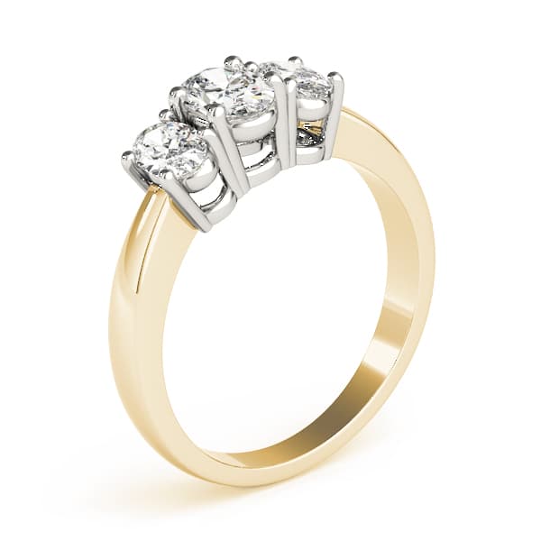 3-Stone Accented Oval Engagement Ring, style 81979, Top view in yellow gold