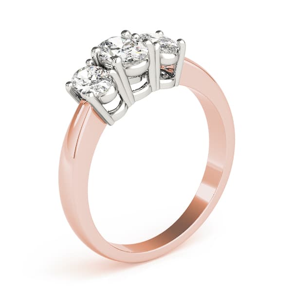 3-Stone Accented Oval Engagement Ring, style 81979, Top view in rose gold