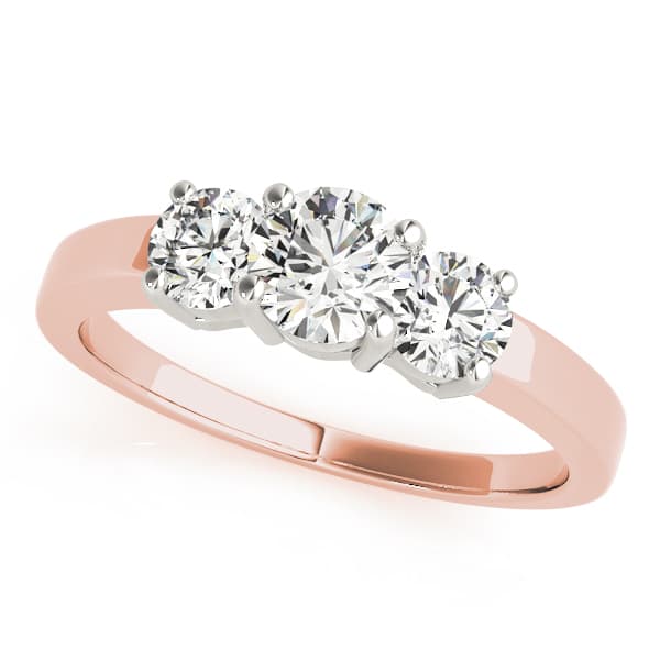 3 Stone Round Engagement Ring, style 81980, Front view in rose gold