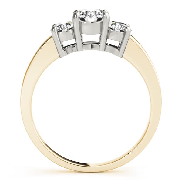 3 Stone Round Engagement Ring, style 81980, Side view in yellow gold