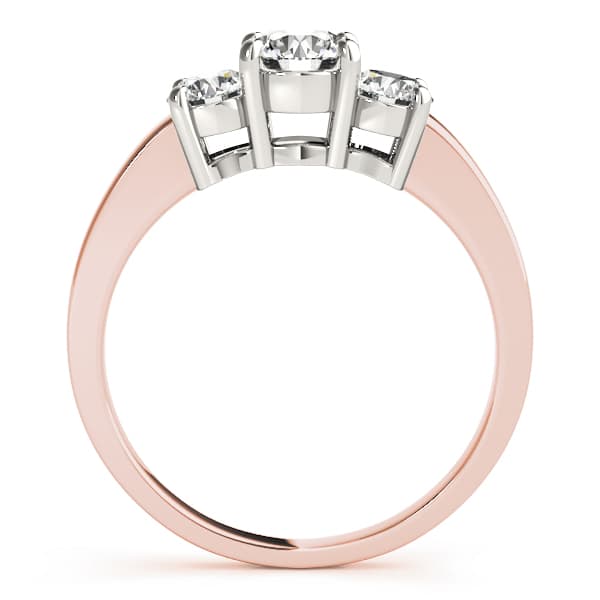 3 Stone Round Engagement Ring, style 81980, Side view in rose gold