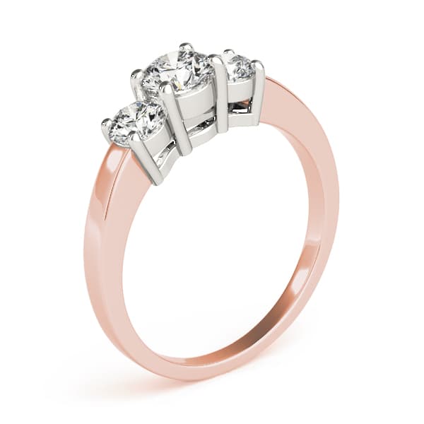 3 Stone Round Engagement Ring, style 81980, Top view in rose gold