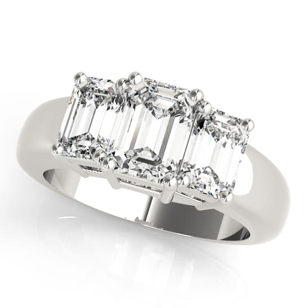 3-Stone Emerald Cut Engagement Rings — style 81981 in 10k White Gold