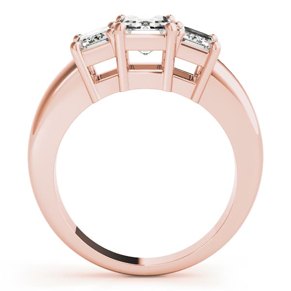 3-Stone Emerald Cut Engagement Ring, style 81981, Side view in rose gold