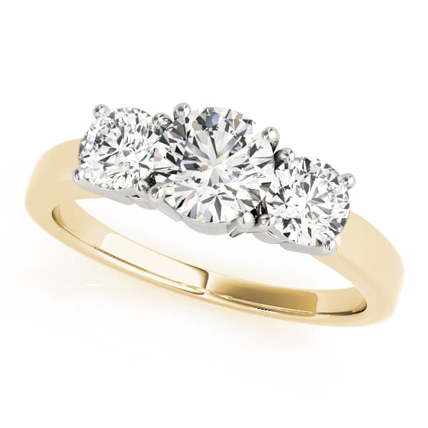 Classic 3-Stone Engagement Ring, style 81982, Front view in yellow gold