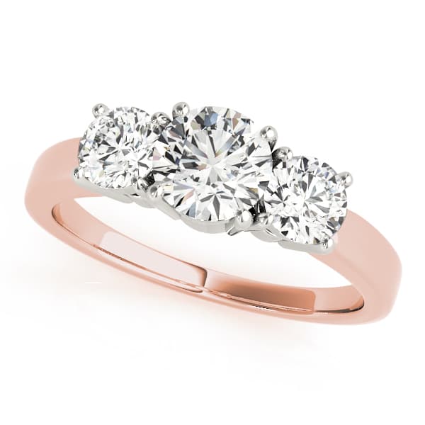 Classic 3-Stone Engagement Ring, style 81982, Front view in rose gold