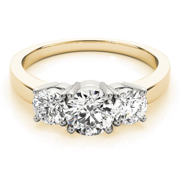 Classic 3-Stone Engagement Ring, style 81982, On hand view in yellow gold