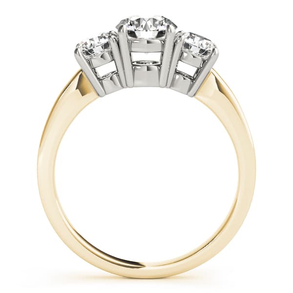 Classic 3-Stone Engagement Ring, style 81982, Side view in yellow gold