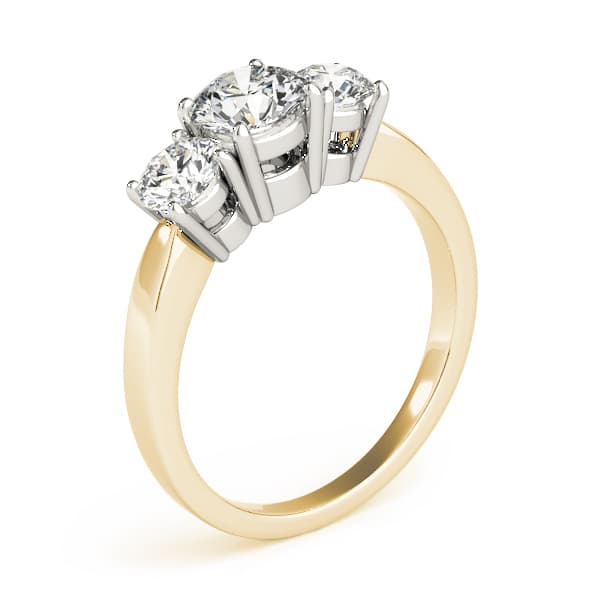 Classic 3-Stone Engagement Ring, style 81982, Top view in yellow gold