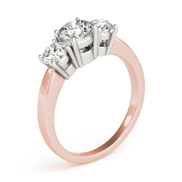 Classic 3-Stone Engagement Ring, style 81982, Top view in rose gold