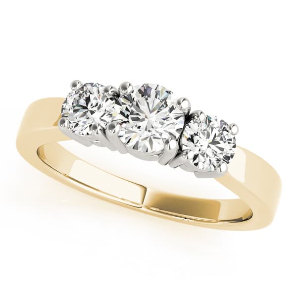 3-Stone Round Engagement Ring, style 81983, Front view in yellow gold