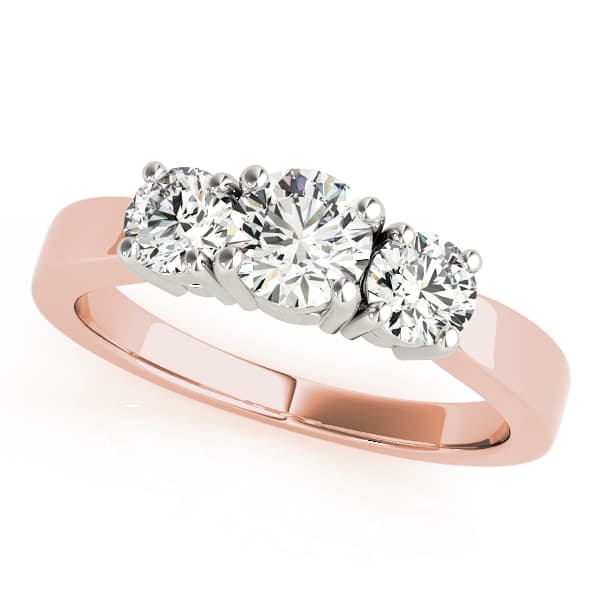 3-Stone Round Engagement Ring, style 81983, Front view in rose gold