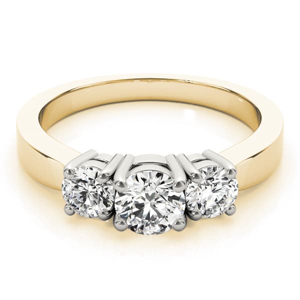 3-Stone Round Engagement Ring, style 81983, On hand view in yellow gold