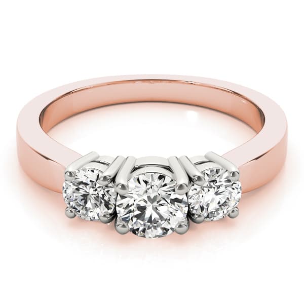 3-Stone Round Engagement Ring, style 81983, On hand view in rose gold
