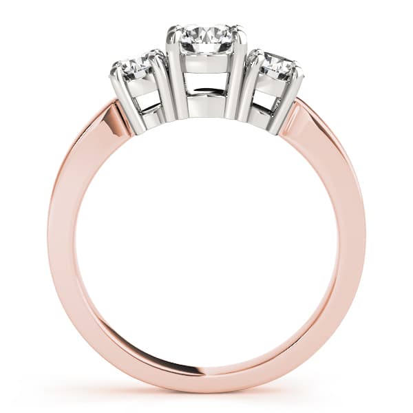 3-Stone Round Engagement Ring, style 81983, Side view in rose gold