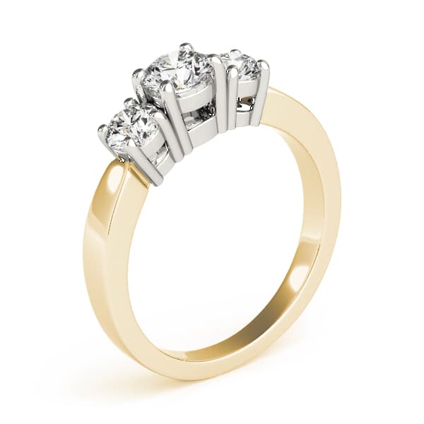 3-Stone Round Engagement Ring, style 81983, Top view in yellow gold