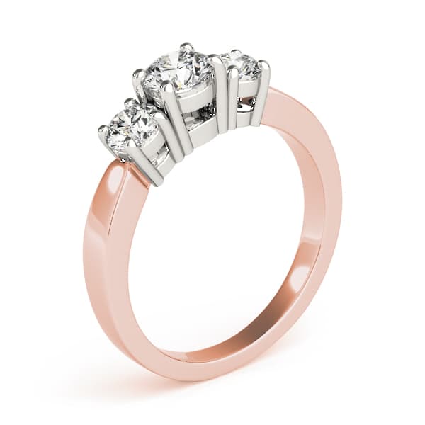 3-Stone Round Engagement Ring, style 81983, Top view in rose gold