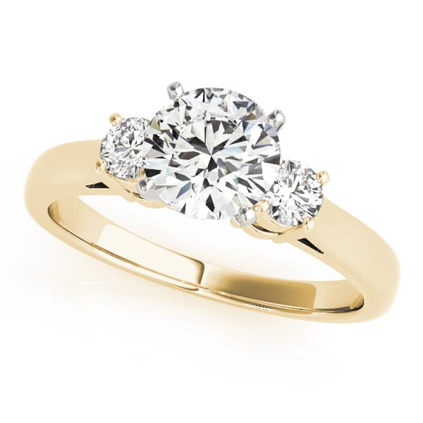 3-Stone Round Engagement Ring, style 81984, Front view in yellow gold