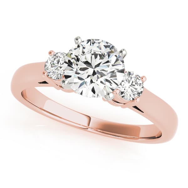 3-Stone Round Engagement Ring, style 81984, Front view in rose gold